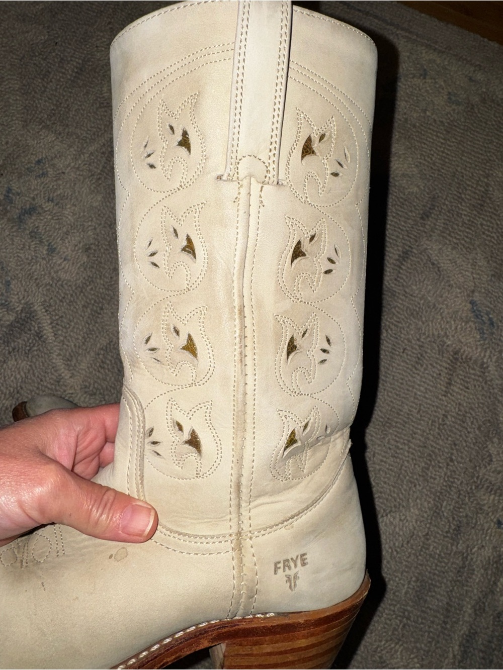 FRYE Austin floral 12” shaft western boot